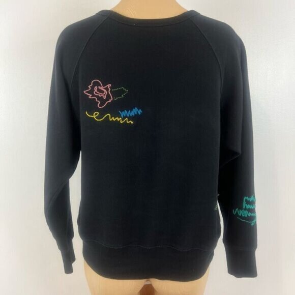 Aritzia Wilfred Free Women’s Small Black Floral Embroidered Pullover Sweater - Picture 7 of 14